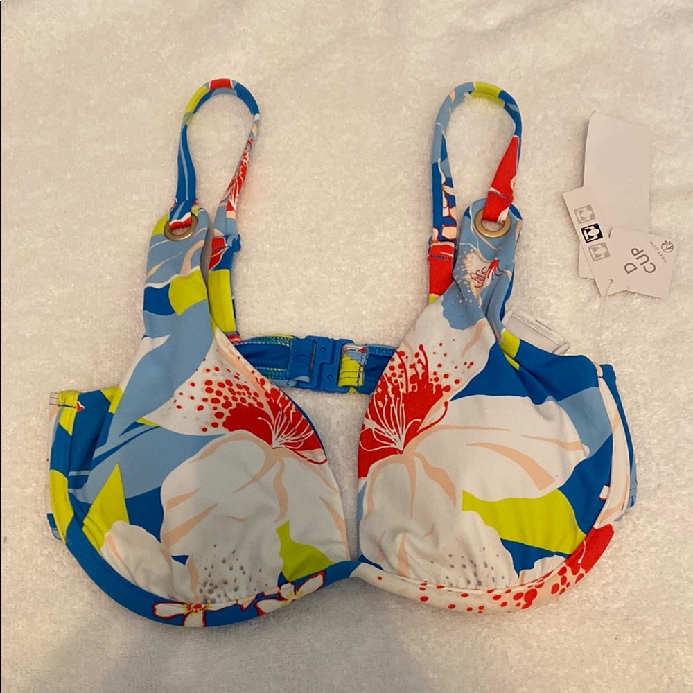 Roxy Tropical Bloom Bikini Top - Blue, Red, White